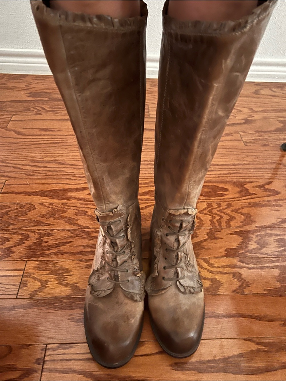 Anthropologie Tall Lace-Up Leather Boots in Brown